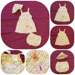 Baby Girl's 3-6m Dress, Bonnet & Bloomers